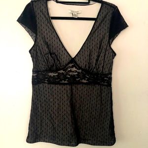 Size L WHBM black lace over fully lined top